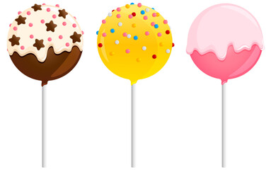 Chocolate, Mango and Strawberry Flavored Cake Pops Set 