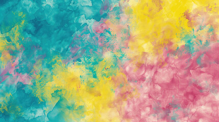 Pink, aqua and yellow abstract watercolor background for graphic design, banner and template. Multicolor watercolor texture