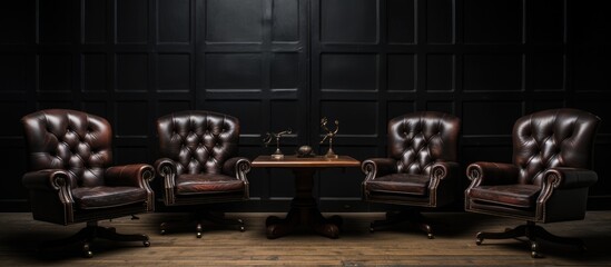Dark leather office seating