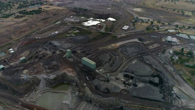 Mine site drone creative flyover aerial shot