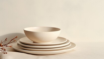 set of white plates