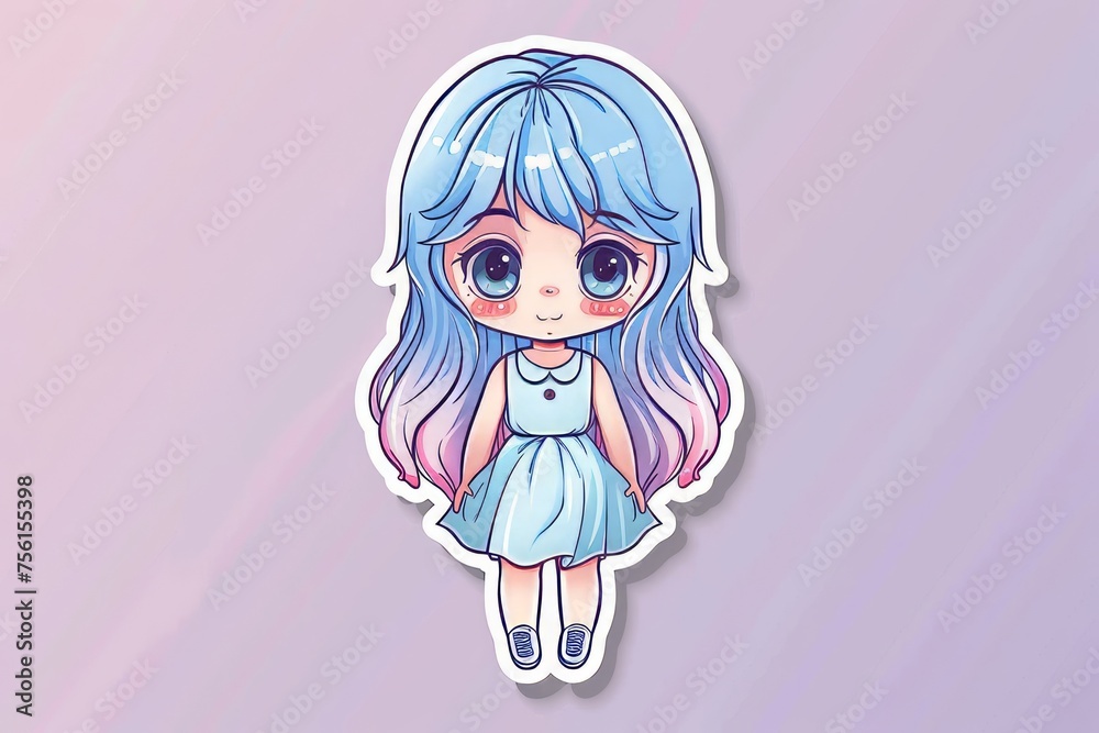 Poster Chibi Anime Girl With Stylish Fashion