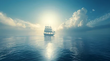 Fotobehang ship at sunrise © LANDSCAPE LOOKS