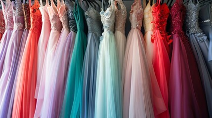 many colorful elegant formal dresses