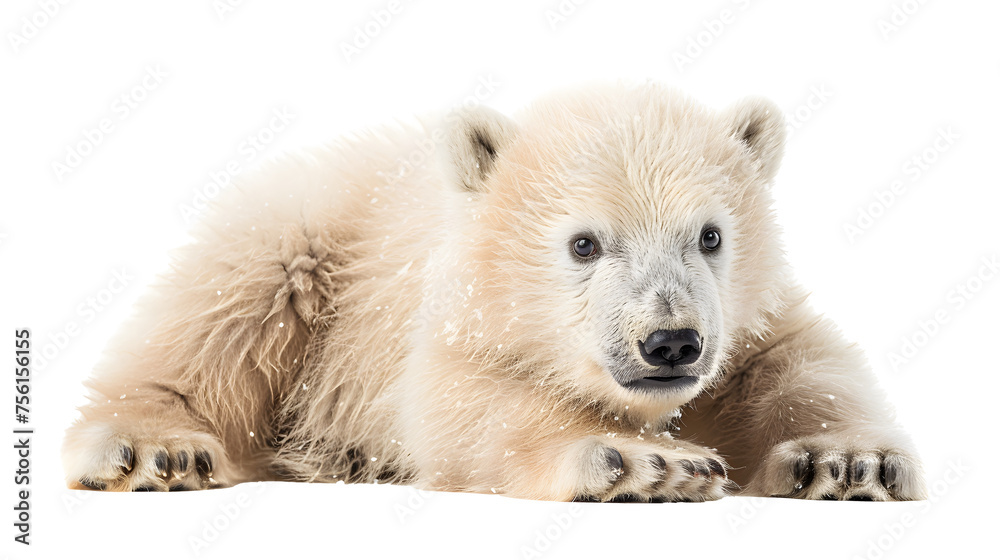 Wall mural baby polar bear isolated on a white background as transparent PNG