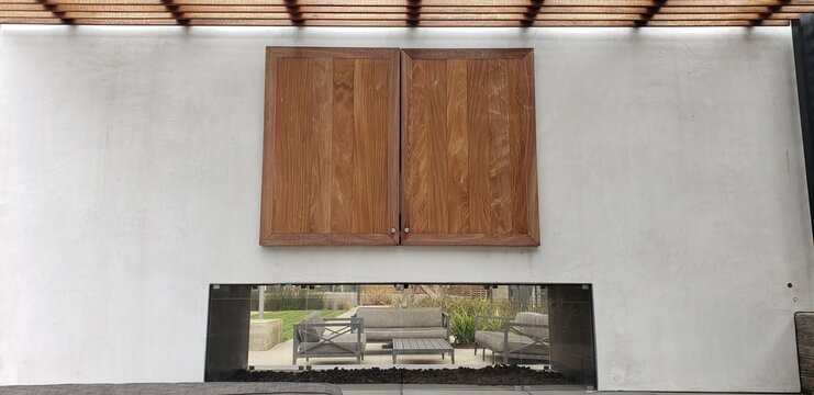 Wooden panels on a outdoor wall
