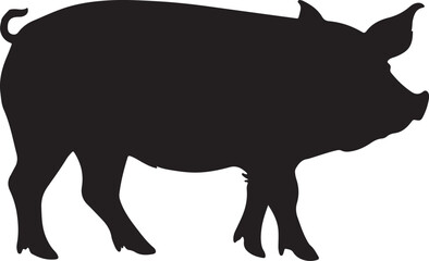 Pig Silhouette Vector Illustration White Background