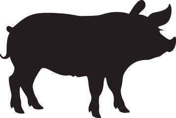 Pig Silhouette Vector Illustration White Background