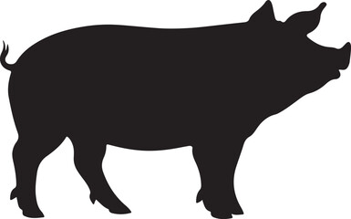 Pig Silhouette Vector Illustration White Background
