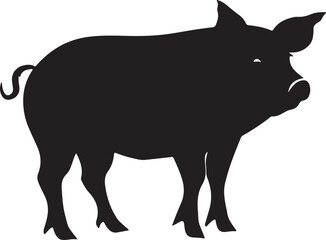 Pig Silhouette Vector Illustration White Background