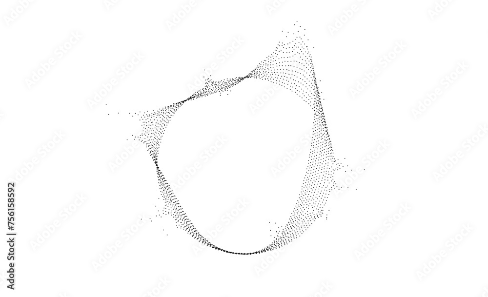 Aufkleber black dotted wavy lines with dissolve effect. stipple disintegrating curved circle. halftone texture