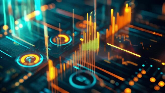 A visually appealing presentation featuring a series of 3D graphs and charts representing the companys growth and profitability over the years accompanied by detailed annotations