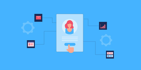 Multi-tasking software application information technology business solution conceptual vector illustration.