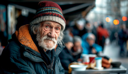 Meeting the old souls of the street canteen - obrazy, fototapety, plakaty