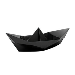 Black paper boat on isolated on transparent background