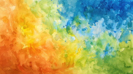 Obraz na płótnie Canvas Green, orange and blue abstract watercolor background for graphic design, banner and template. Multicolor watercolor texture
