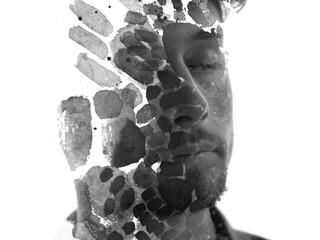 A double exposure paintography portrait with a painted face effect - 756161107