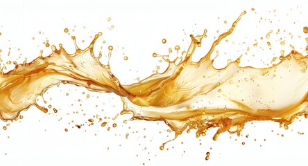 golden oil splash on white background
