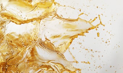 golden oil splash on white background