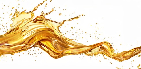 golden oil splash on white background