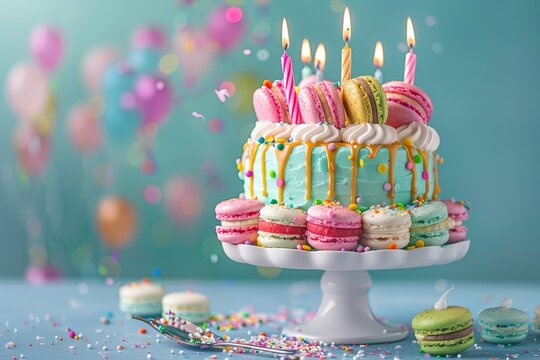 festive macaron birthday cake