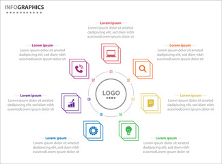 Circle infographic template with 7 options for presentations. Vector infographic design template. diagram, number options. Data visualization. Business concept with 7 steps, seven process.