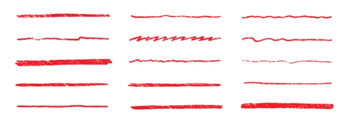Tapeten Line underline red crayon brush pencil pen marker paint stroke. Line red brush crayon highlight underline strike color through drawn strikethrough handwritten emphasis squiggle vector swoosh under © Polina Tomtosova