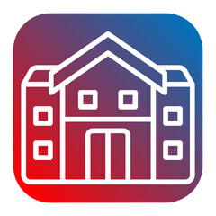 Building glyph icon, blue and red color