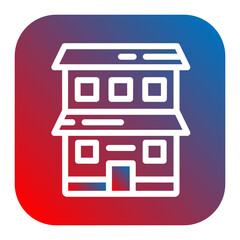 Shop Building glyph icon, blue and red color