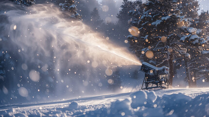 Artificial snow making blowing  - 756164947