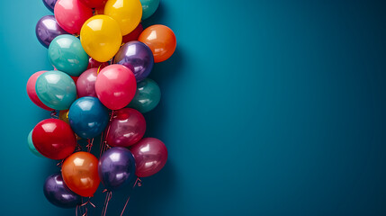 free space on the left corner for title banner with a colorful balloons