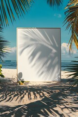 Blank poster at the beach.