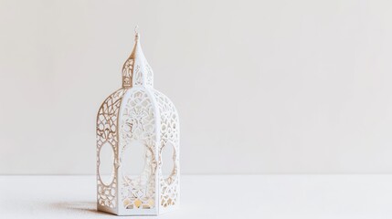 Minimal Islamic lanterns lamp in front of luxury white wall for Eid