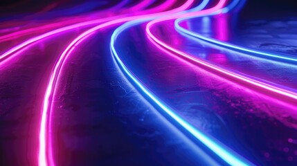 "Curved Glow: A Neon Road Journey"