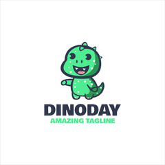 Cute logo design dinosaur cartoon character