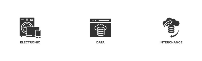 EDI banner web icon vector illustration concept for electronic data interchange of business documents standard format with a cloud server, exchange, database, file, chart, automation, and process icon