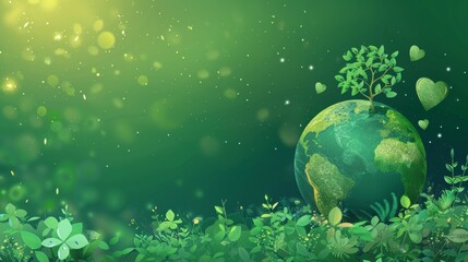 Obraz na płótnie Canvas Environment day background modern. Ocean, earth, globe, heart, and trees. Eco-friendly illustrations for web, banner, and campaigns.
