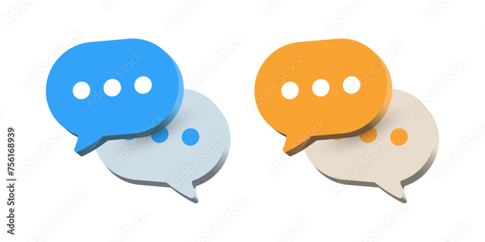 Poster 3d chat icon speech bubble symbol Chat message icons - talk message Bubble chat speech text box icon , social media communication background concept. vector illustration