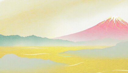 春の富士山をイメージした和風イラスト
 - obrazy, fototapety, plakaty