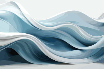 Blue and golden silk wave abstract curves, wallpaper, PPT cover.
