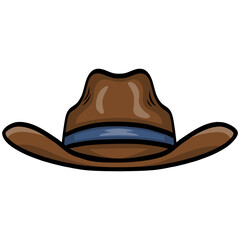 Cowboy Hat Wild West Cartoon Icon Vector Illustration