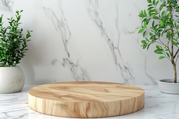 Empty podium counter wood background kitchen board desk restaurant top white light marble presentation interior.