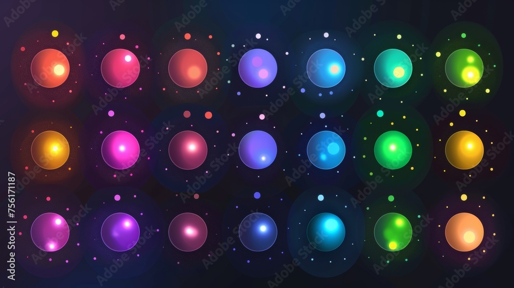 Poster an abstract picture of color gradient dots isolated on a transparent background. it features light r