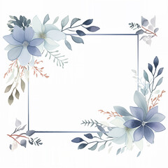 watercolor square floral frame border decoration elements - wedding card invitation illustration design asset.
