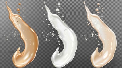 Scrubbing cream swatches isolated on transparent background. Modern realistic illustration of skin care products.