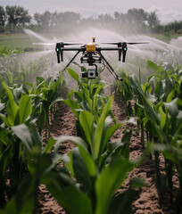 Irrigation system in the field using special drones
