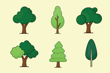 set of natural tree illustration design