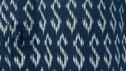 Art pattern wallpaper Letter S pattern, dark blue background, Thai pattern fabric.