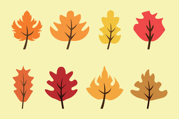 Obraz premium a set of different autumn leaves illustration design