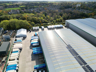 High Angle View of Industrial Estate Warehouse at Hemel Hempstead City of England UK. November 5th, 2023